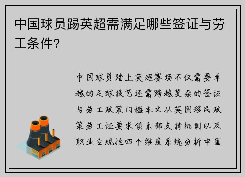 中国球员踢英超需满足哪些签证与劳工条件？